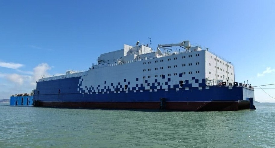Large floating power vessel on the water
